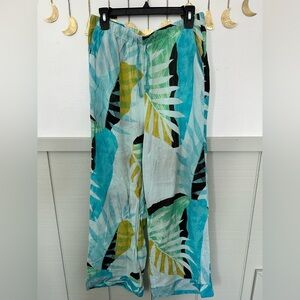 Stars Above Tropical Print Pants - Green, Yellow, Black